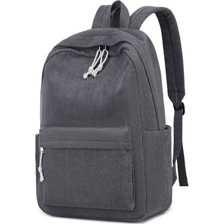 Ryggsekk i kordfløyel, stor 17-tommers laptop-skolesekk - Lett skolesekk for tenåringer, videregående skole og studenter (jenter og gutter)