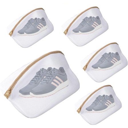 Vasketøjspose, skovaskepose, 5 vasketøjsposer i mesh til sko, vasketøjsposer med lynlås til beskyttelse af sko, egnet til sneakers, sportssko, 