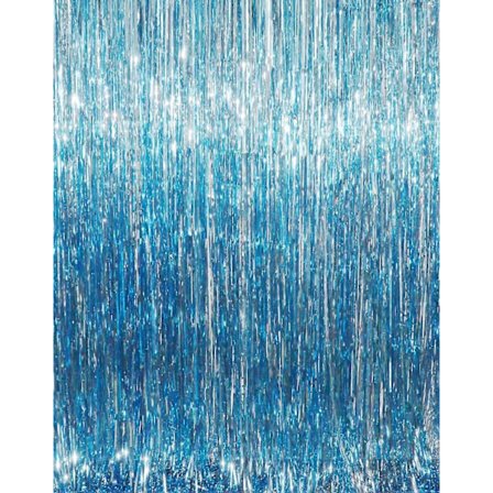 3,2 ft x 9,8 ft Metallic Tinsel Foil Fringe Gardiner för Party Fotobakgrund Bröllopsdekoration (Ljusblå, 1-pack)
