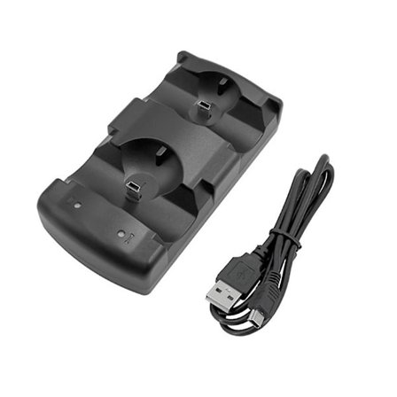 Sunrain Playstation 3 -ohjainlataustelakka, 2-in-1-latausasema LED-valoilmaisimella, yhteensopiva Playstation Ps3/move -ohjainten kanssa