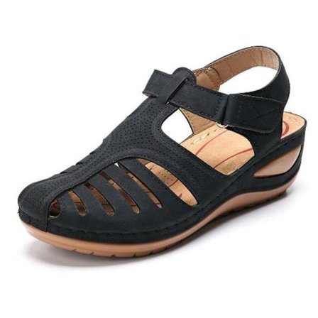 Sommar dam wedge sandaler Spänne Casual Retro sandaler Black 39