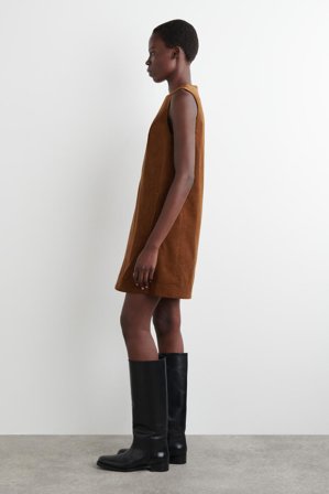 COS Women's Abito Mini In Velluto A Coste in Marrone