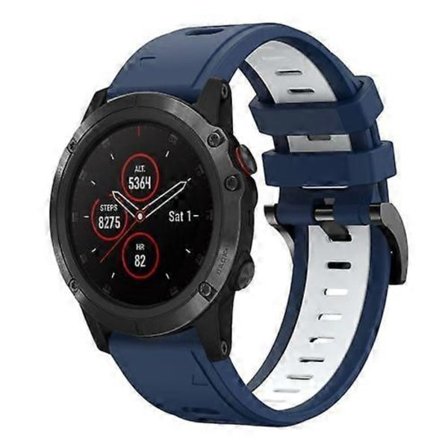 För Garmin Fenix 5X Sapphire 26mm Tvåfärgat Sport Silikon Armbandsur [DB]
