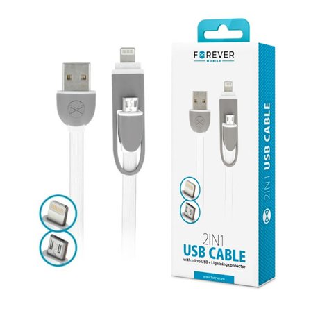 2i1 MicroUSB + Lightning iPhone kabel til iPhone / iPad