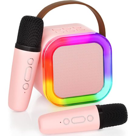 Karaokelaite lapsille ja aikuisille, kannettava Bluetooth-minikaraokemikrofoni ja kaiutin 2 mikrofonilla ja valoilla, lelu.