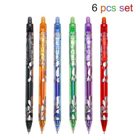 6 kpl Uusi 0,5 mm pyyhittavä geelikynakyn sarja 6 väriä Täyttövarsi Taika muste Pyyhittava kynä Pestävä Toimistokahva Kirjoita Kouluasemat 6pcs Mixed