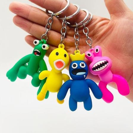 Regnbågsvänner Anime Figur Kawaii docka Tecknad modell Spel Karaktär Rosa Blå Monster Ornament Leksaker Barn Julklappar C 4pcs