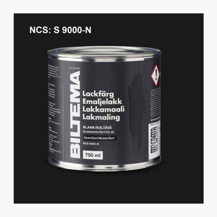 Biltema - Emaljelakk Blank Sort 0.75 Liter - Uretanalkydbasert Dekkmaling for Tre og Metall, Innendørs og Utendørs, Rustbeskyttende