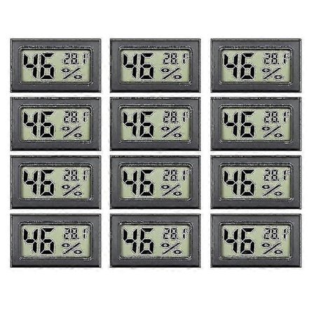 12-pak Digital Hygrometer Termometer - Mini Indendørs Fugtigheds-/Temperaturmåler