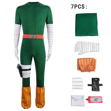 2023 Ny Cosdaddy Anime Rock Lee Cosplay Kostume Voksen Mænd Jumpsuit Paryk Outfits Halloween Carnival Fest kostume L