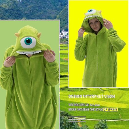 Snug Fit Unisex Vuxen Onesie Pyjamas, Flanell Cosplay Animal One Piece Halloween kostym Sovkläder Hemkläder Q 105cm Mike
