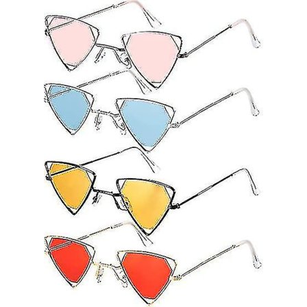 4 par vintage retro solglasögon klassiska triangelsolglasögon godisfärgade cat-eye glasögon