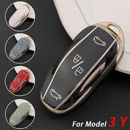 Nytt TPU Bil Fjärrnyckel Fullt Skydd Skal Fodral Kompatibelt med Tesla Model 3 Y Model S Model X Bil Smart Nyckel Tillbehör Hållare Fob-xindaren