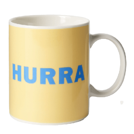 Åhléns Home Kopp med text HURRA Kök & matlagning Gul ONESIZE