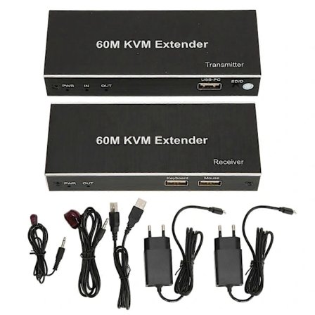 60m KVM Extender Multifunktionel 1080P 60Hz HD Multimedia Interface KVM USB Extender til TV DVD-afspiller PC 100?240V