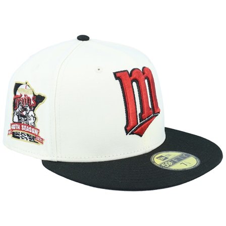 New Era - MLB White fitted Lippis - Minnesota Twins Two Tone Paradise 59FIFTY 40th Anniversary Chrome/Black Fitted @ Hatstore