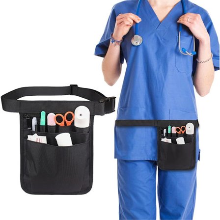 ING Midjeveske Praktiske Midjevesker Dame Mageveske Justerbar Midjestropp 25 x 18 cm Mageveske Dame Medisinske Frivillige Eldreomsorg Svart