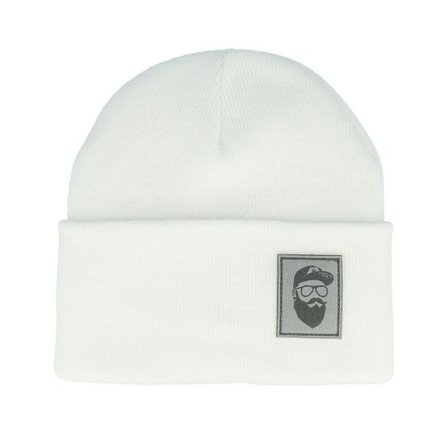 Bearded Man - Vit cuff Beanie - Cap Man Patch White Beanie @ Hatstore