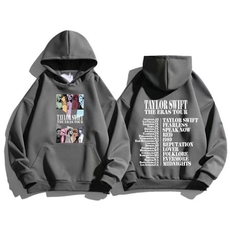 Herr Dam Taylor The Eras Tour Höst/vinter Taylor SwiftFashion Hoodie Fan Hoodie grå-vit