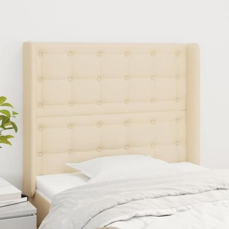 Vidaxl Huvudgavel Med Kanter Gräddvit 93x16x118/128 Cm Tyg Kräm