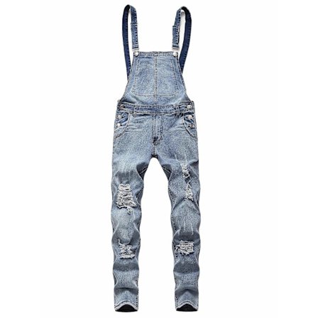Nye modeller Klassisk Design Ripped Denim Overalls, Herre Casual Medium Stretch Street Style Jumpsuit For Alle Årstider
