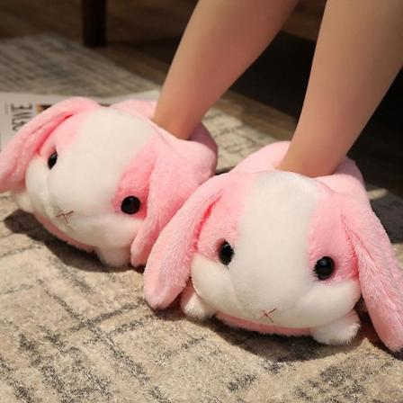 Jänis/Hamsteri/Koira Muotoiset Plussi Tossut Luova Kääreinen Nukkainen Lämmin Vuorattu Talvi Veto Kengät Aikuisten Sisätiloissa 35-41CM Pink Rabbit