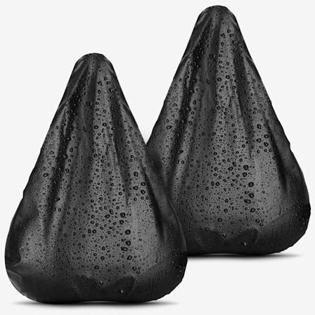 Sykkeldeksel Vanntett Utendørs Sett med 2 | Sklisikker, Slitesterk og Lett | Sykkelsetetrekk med Fleksibelt Strikk - Svart