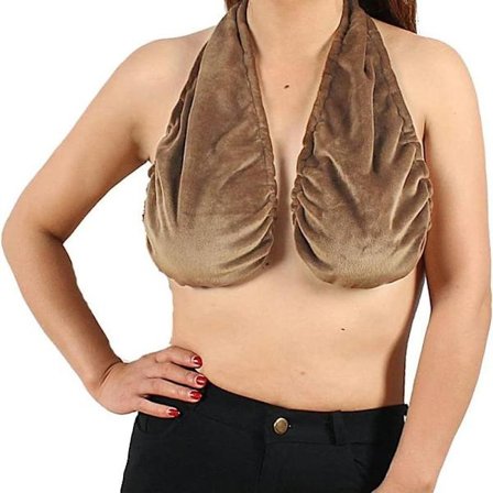 Kvinners ammetopp håndkle BH bad hengende nakkerør topp mørk kamel