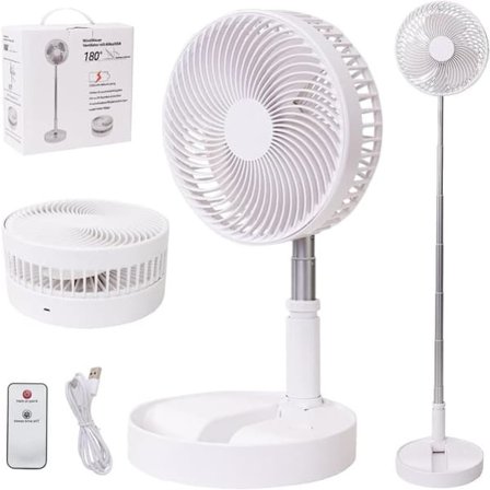 Foldable Floor Fan / Table Fan – Adjustable Design with 7200mAh Battery, Cordless & Versatile Use