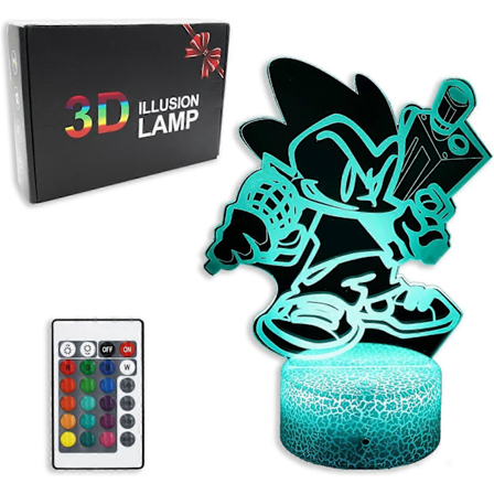 FNF Friday Night Älykkäät yövalot, 3D-illuusio 16 värin pöytävalaisin kosketus- ja kaukosäätimellä