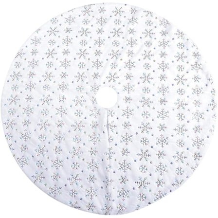 Plush Juletre Skjørt med Kunstig Pels Snøflak 90cm