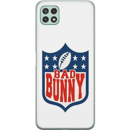 Kompatibel Mobilcover til Samsung Galaxy A22 5G Bad Bunny rød grafisk plakat med portræt og typografi i latinamerikansk popdesign