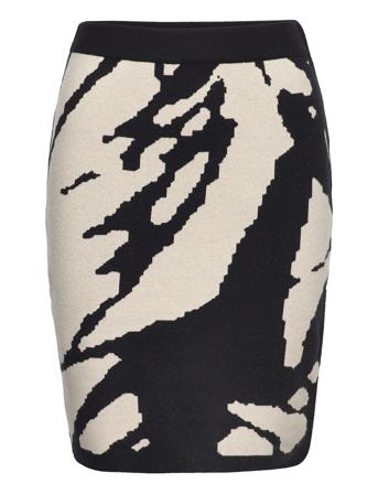 Srscape Jacquard Skirt Knit Kort Kjol Multi/mönstrad Soft Rebels