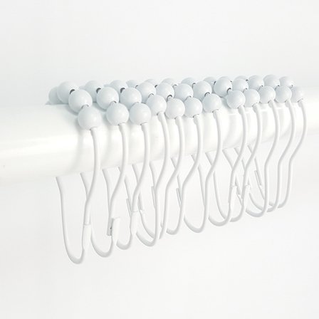 24-pakning sorte dusjgardinkroker med rullende perler og Sn