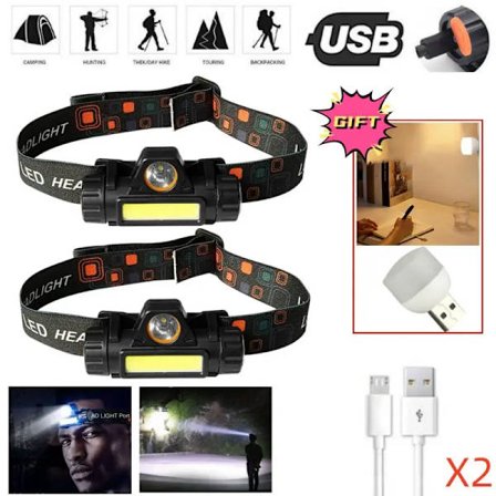 Head Ficklampa Front Led Uppladdningsbara Head Lamps Cob Pannlampa 18650 Head Lantern Vattentät för camping utomhus fiske