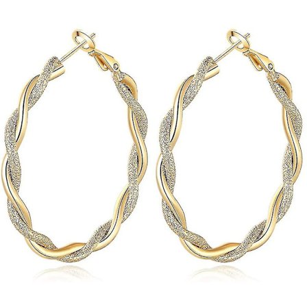 Store Guld Hoop Øreringe 9ct Guld Fyldt Creole Til Piger Eller Kvinder (40mm)