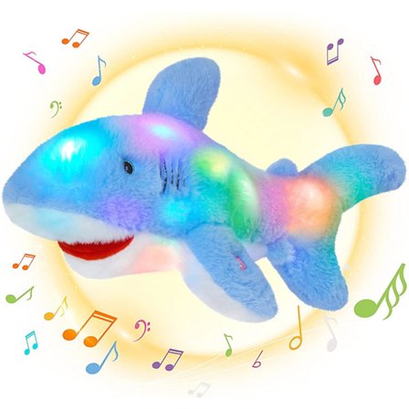 Musiikillinen valaistus Hai pehmolelu Hohtava pehmo laulava Led valaistus Merilajit Lelut Yövalot Syntymäpäivä Lapsille, 11 Tuumaa