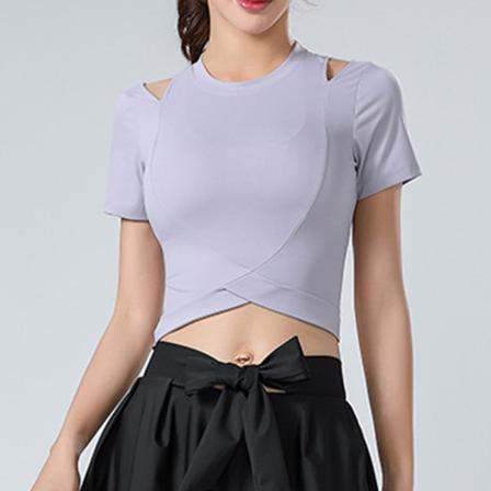 Enfärgad Blus För Dam Med Beskuren T-shirt