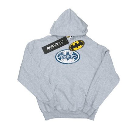 DC Comics Herr Batman Japansk Logotyp Vit Hoodie XL Sports Grå