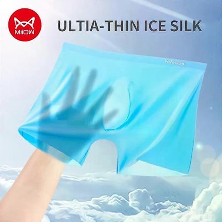 Miiow 3 stk. Gjennomsiktige Bokser for Menn, Is-silke Tynne Boksershorts, Sexy Undertøy, Pustende Underbukser, Herre Truser Shorts
