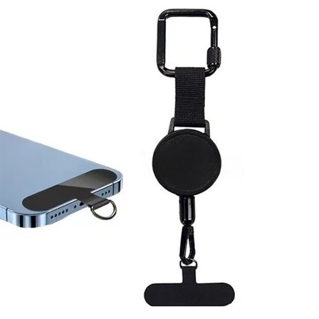 Utdragbar mobilrem med stålvajer och säkerhetsfäste