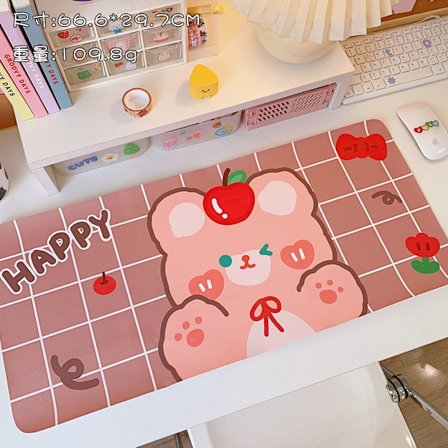 Stor tegneserie lyserød musemåtte Kawaii Gaming-musemåtte BRUN