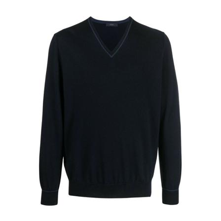 Fay Strik V-neck Sort, Herre Strik