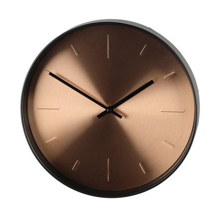 Analog veggklokke 30 cm – kobber/svart