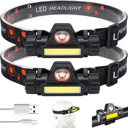 Led-huvudlampa, 2 Delar Uppladdningsbar Usb-huvudlampa