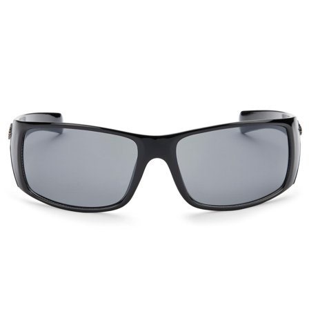 Glossy Black Rectangular Sunglasses for Men