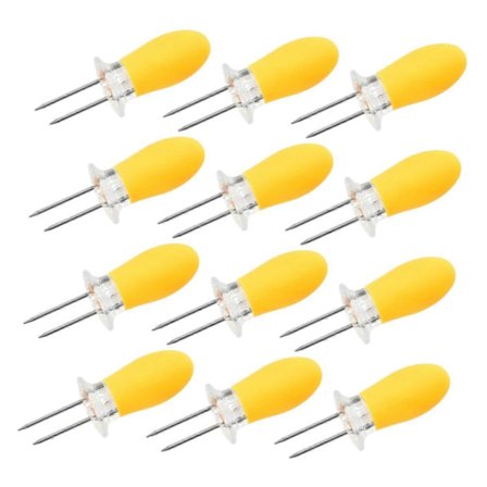 Förpackning med 12 Majskolvshållare BBQ Tillbehör Silikonbelagda Majsgafflar Grill