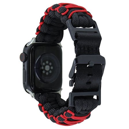 Til Apple Watch 123/456/789/Se 38/40/41Mm Dobbeltlags Udendørs Paracord Nylon Rem Sort og Rød