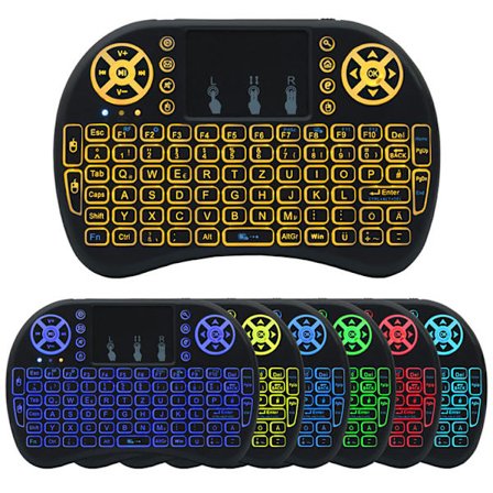 Mini trådlöst tangentbord med pekplatta muskombination, 7 färger RGB-bakgrundsbelysning, för Android TV Box, Smart TV, Pad, PC, HTPC, surfplatta och 