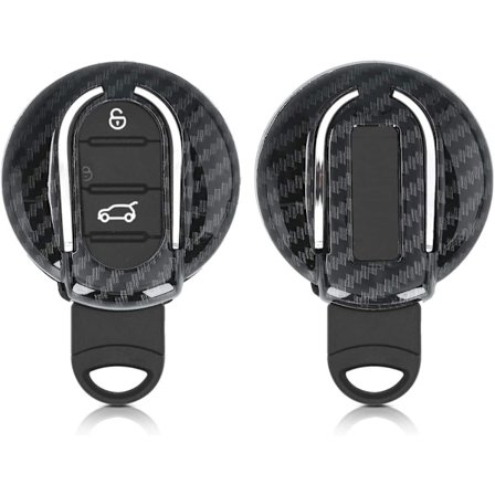 Bilnyckeltillbehör Kompatibel med Mini Smart Key 3-knappar - Kolfiber Svart Hård Plast Skyddande Skal (5.6)